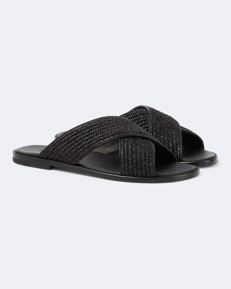 Manolo Blahnik Sandali Otawi in rafia Nero
