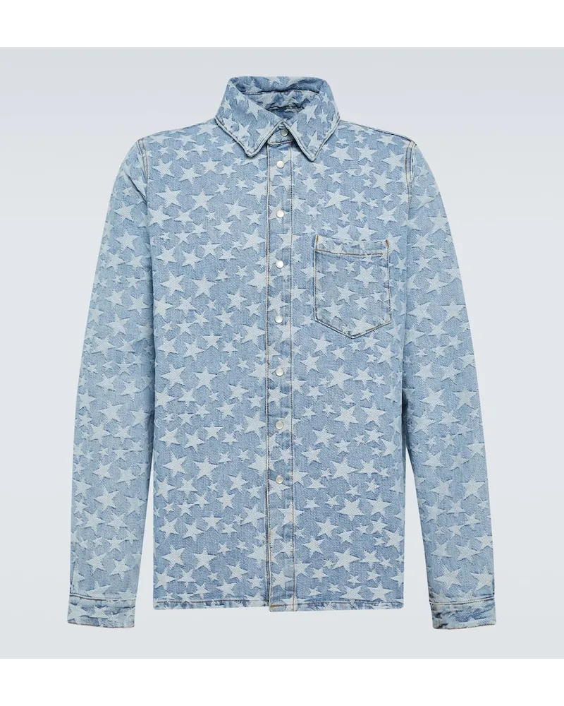 ERL Camicia di jeans in jacquard Blu