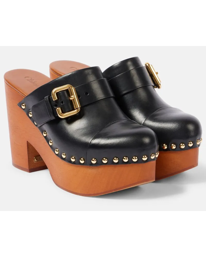 Chloé ChloÃ© Mules Jeannette in pelle con borchie Nero