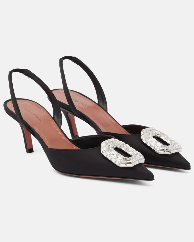 Amina Muaddi Pumps slingback Camelia in raso Nero