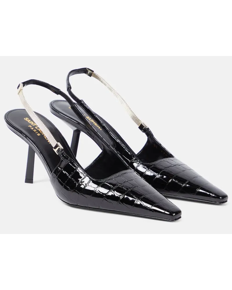 Saint Laurent Pumps slingback Blake in pelle stampata Nero