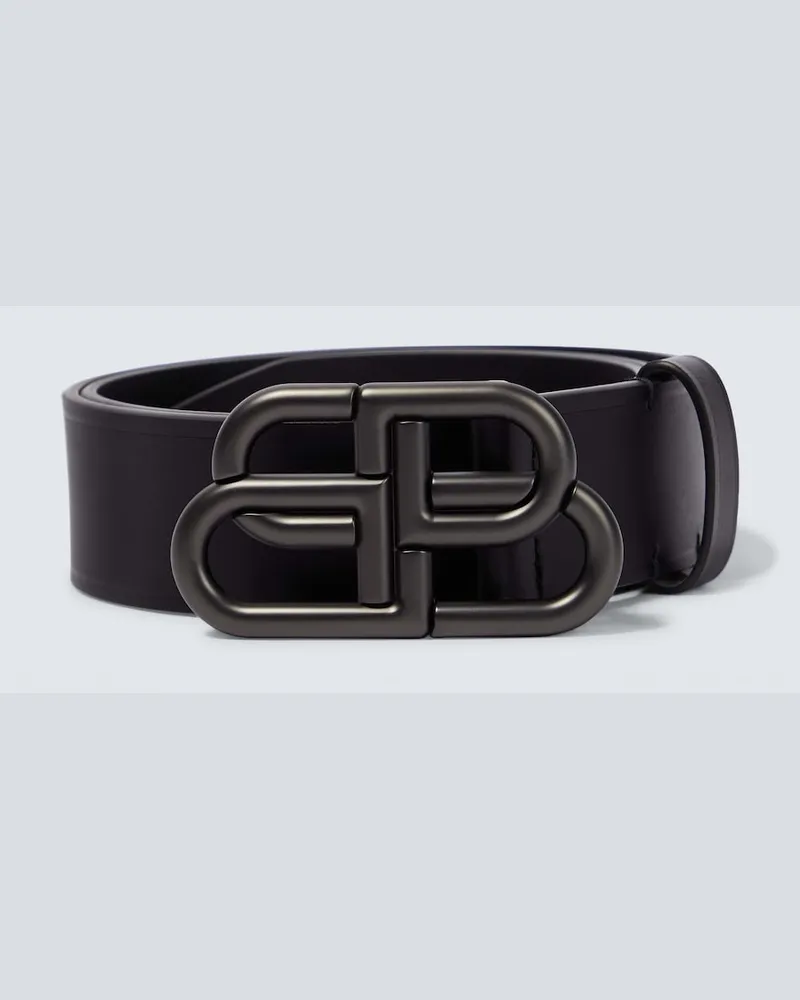 Balenciaga Cintura in pelle con logo BB Nero