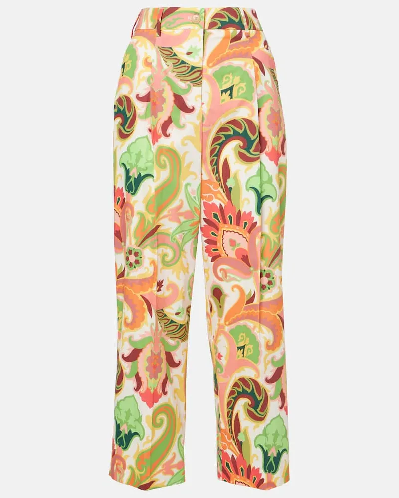 Etro Pantaloni a gamba larga in cotone Multicolore