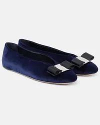 Ferragamo Ballerine Vanna in velluto Blu