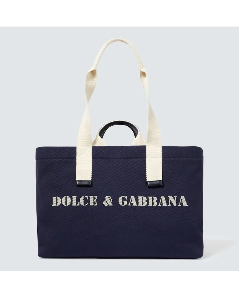 Dolce & Gabbana Borsa in canvas con pelle Blu