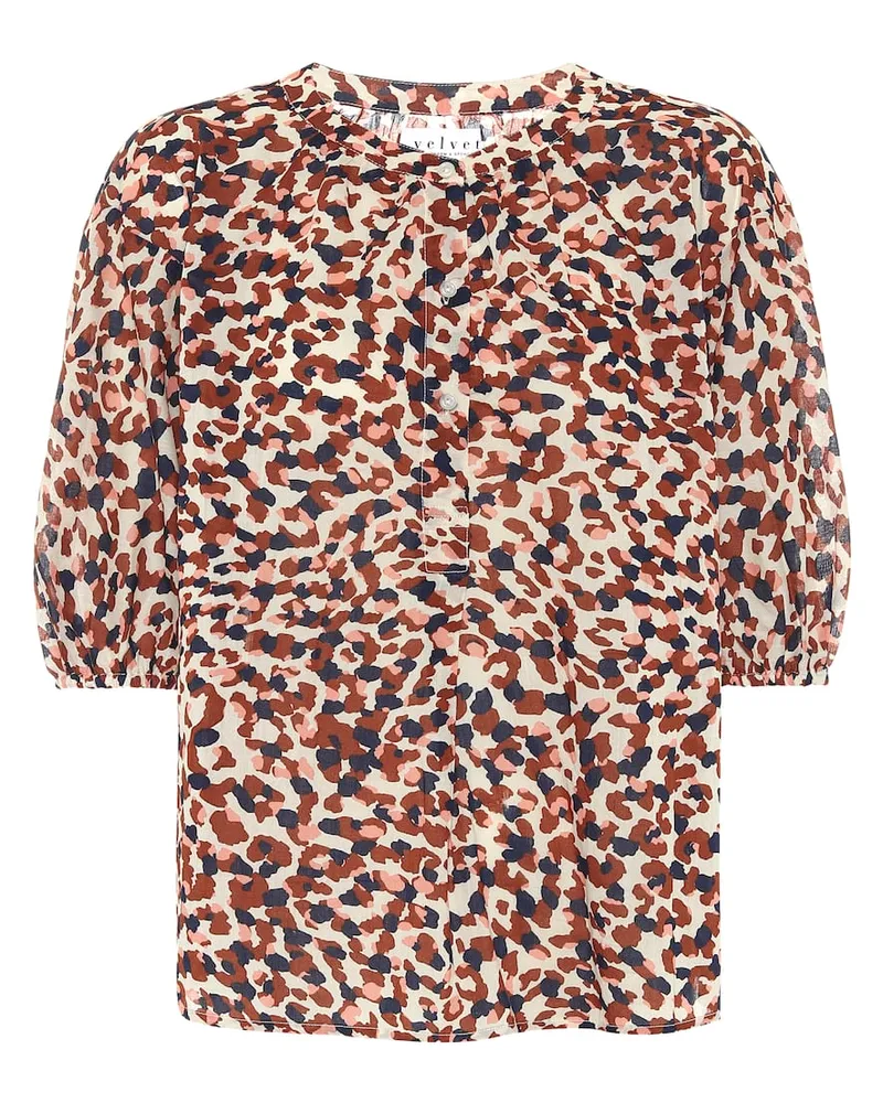 Velvet Top Albee a stampa in cotone Marrone