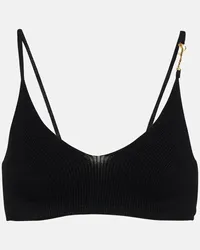 Jacquemus Top cropped Pralu in maglia a coste Nero