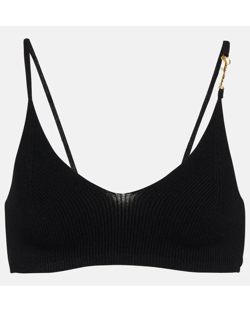 Jacquemus Top cropped Pralu in maglia a coste Nero