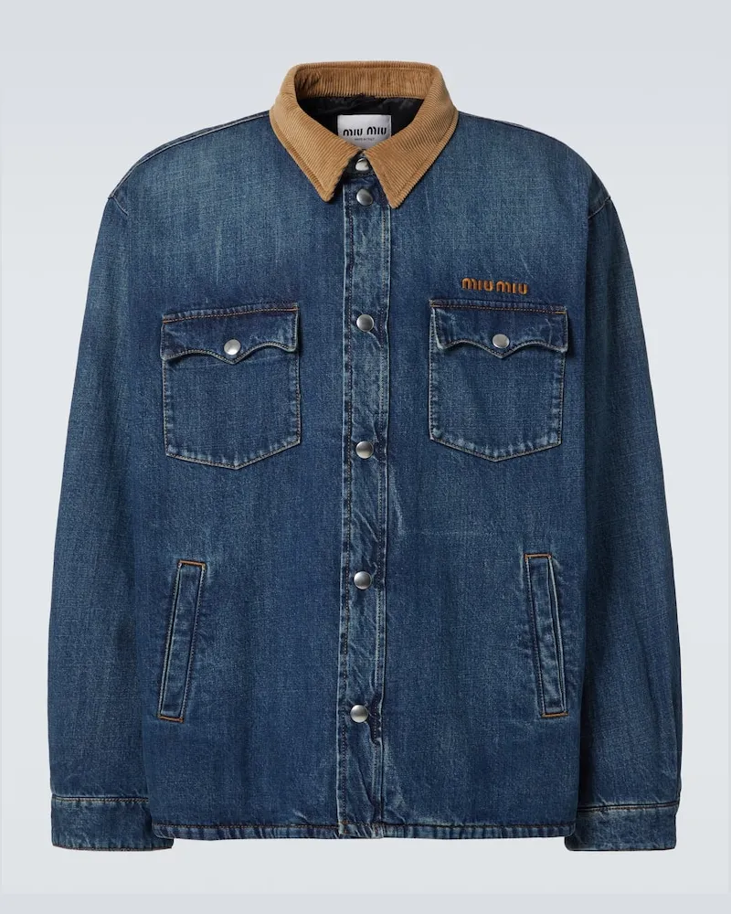 Miu Miu Piumino di jeans con velluto a coste Blu