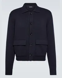 Tom Ford Cardigan in lana e seta Blu