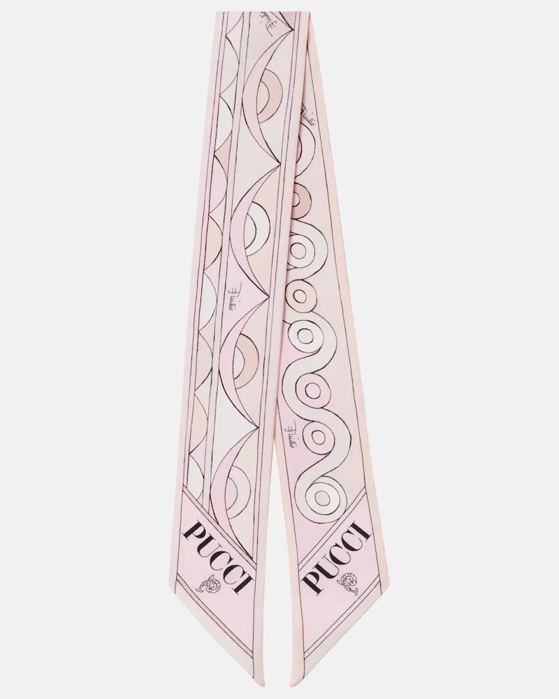 Emilio Pucci Sciarpa in twill di seta con stampa Rosa