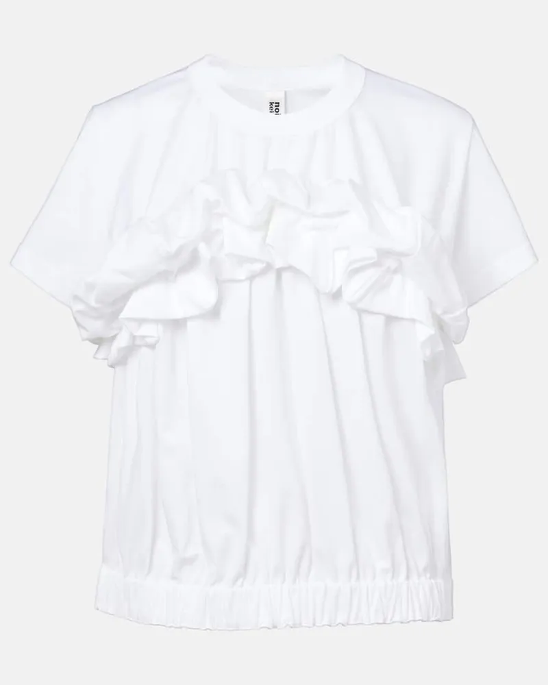 Noir Kei Ninomiya Top in cotone con volant Bianco