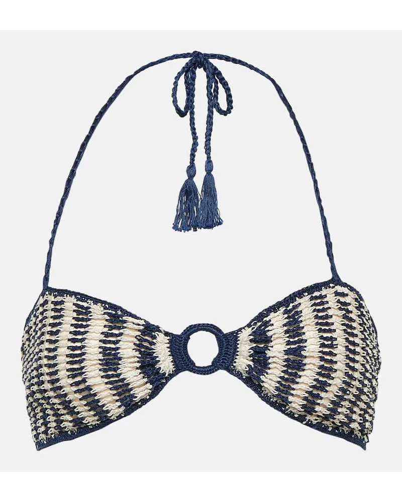 Anna Kosturova Top bikini in crochet di cotone Blu