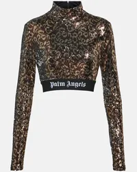 Palm Angels Top cropped a collo alto con paillettes Multicolore