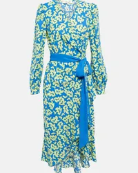 Diane von Furstenberg Abito midi con cintura e stampa Blu