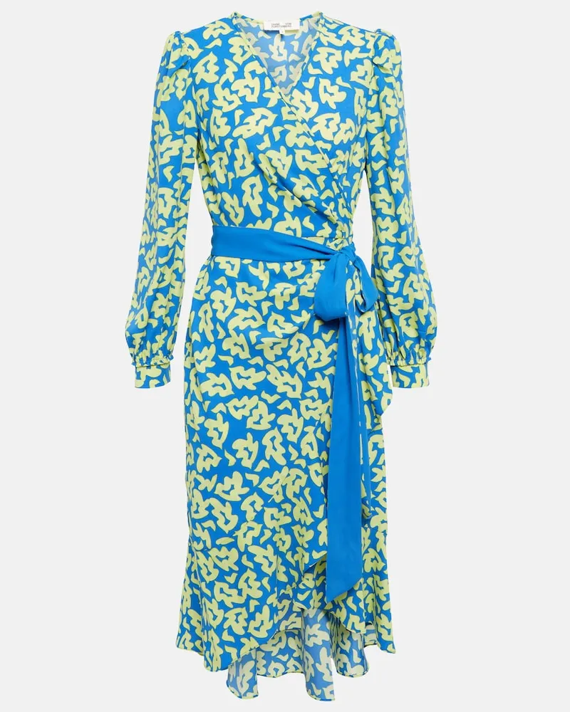 Diane von Furstenberg Abito midi con cintura e stampa Blu