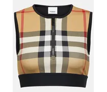 Burberry Top cropped Burberry Check in jersey Nero