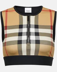 Burberry Top cropped Burberry Check in jersey Nero