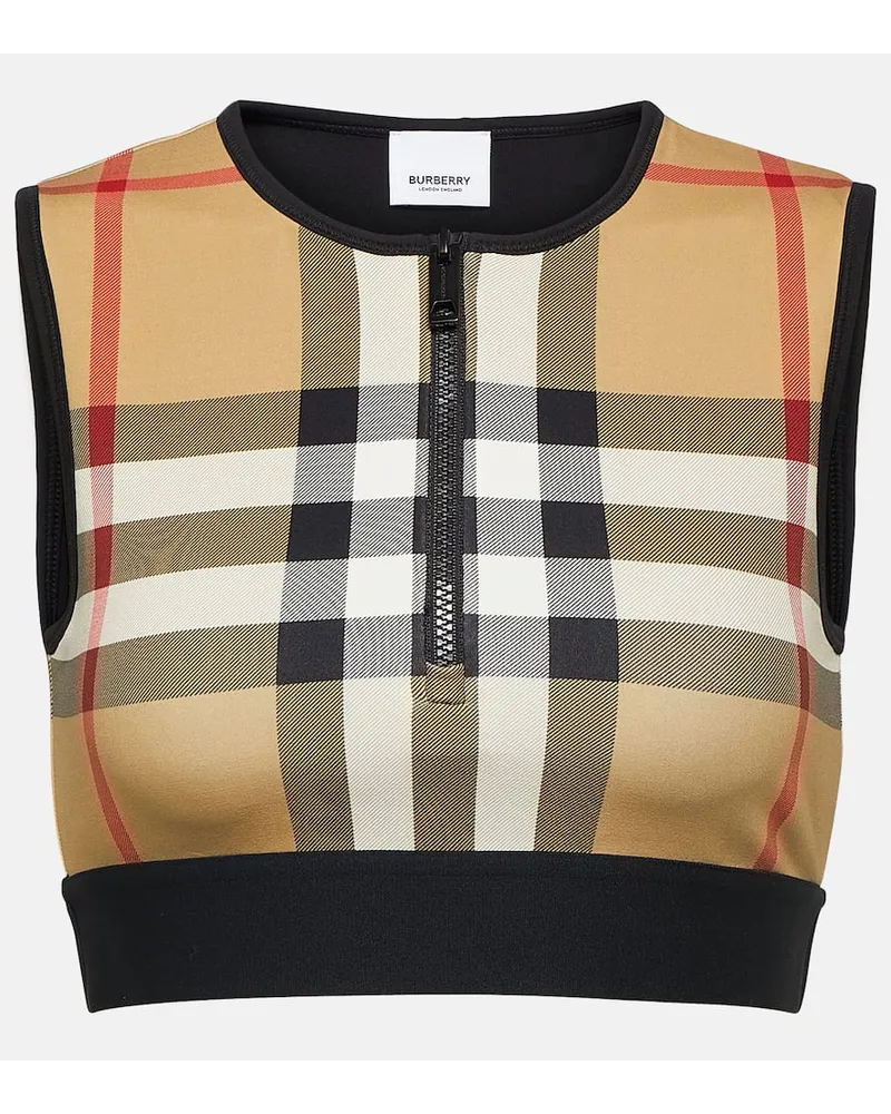 Burberry Top cropped Burberry Check in jersey Nero