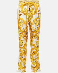 Dolce & Gabbana Pantaloni Majolica in seta Giallo