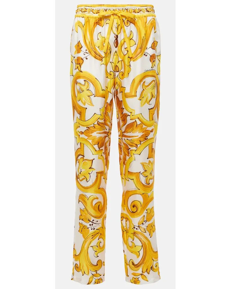 Dolce & Gabbana Pantaloni Majolica in seta Giallo