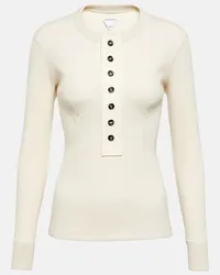 Bottega Veneta Top in misto cotone a coste Bianco