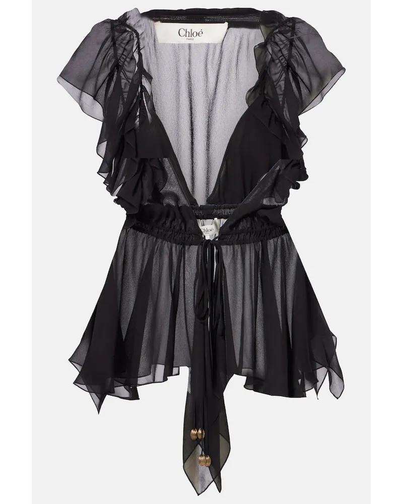Chloé ChloÃ© Top in georgette di seta Nero