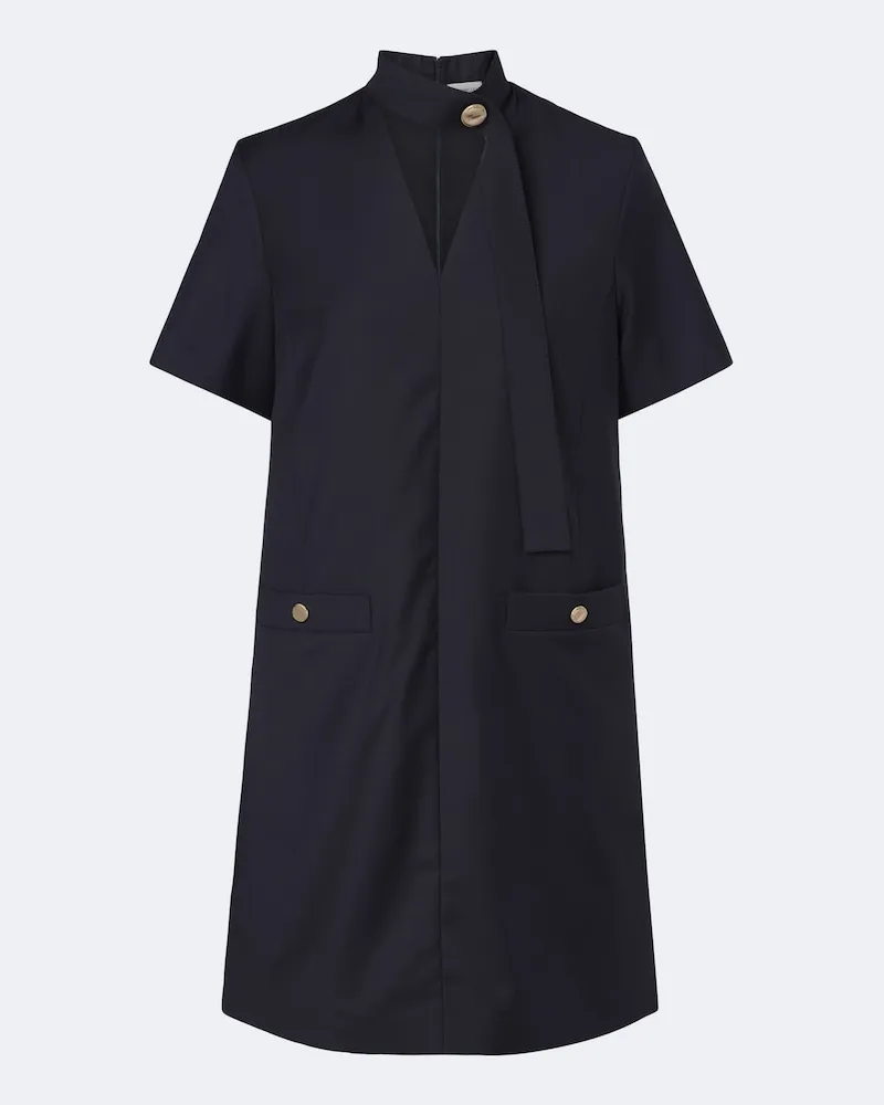 Moncler Abito corto in lana vergine con laccetti Blu