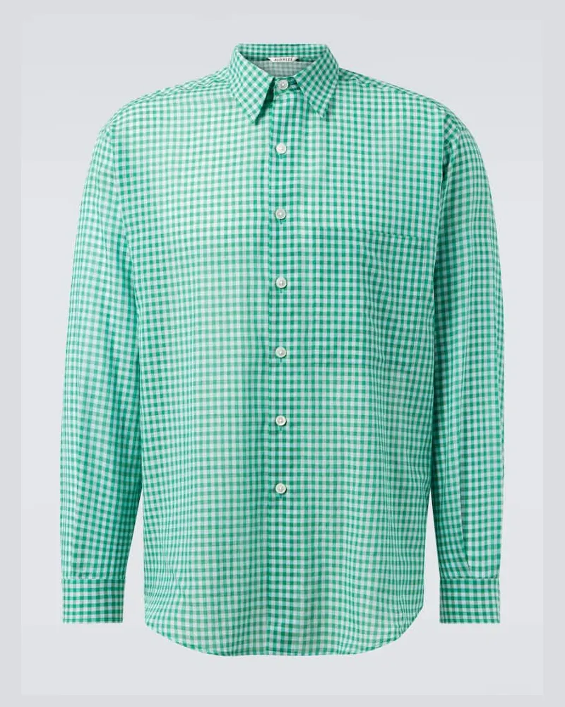 AURALEE Camicia in cotone a quadretti Verde
