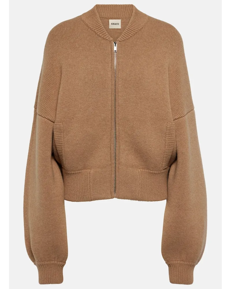 KHAITE Cardigan Rhea in misto cashmere Beige