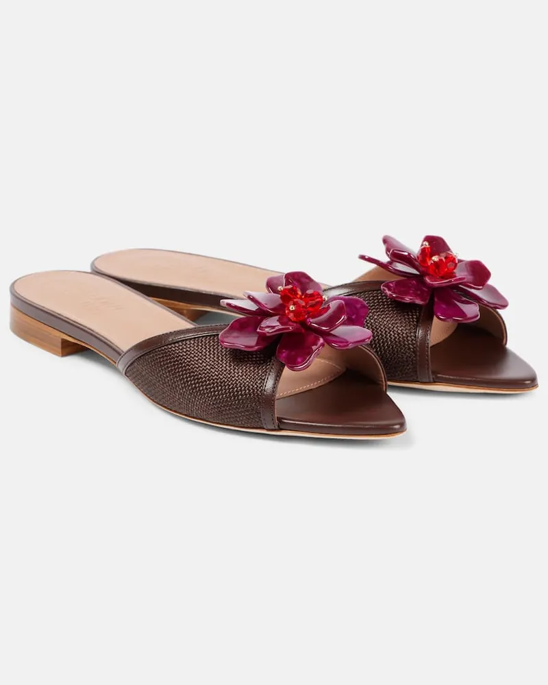 Malone Souliers Sandali Cyd in rafia con cristalli Marrone