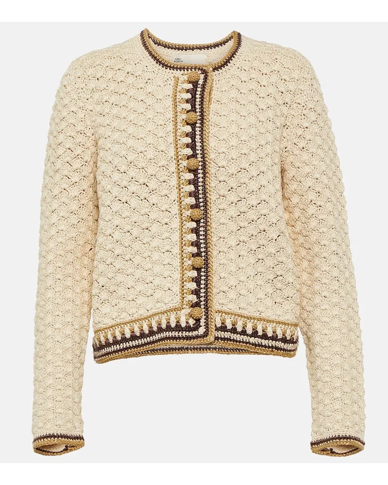 Tory Burch Cardigan in misto cotone Bianco