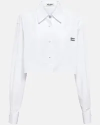 Miu Miu Camicia cropped in cotone Bianco