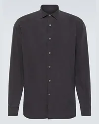 Ermenegildo Zegna Camicia Oxford in seta Blu