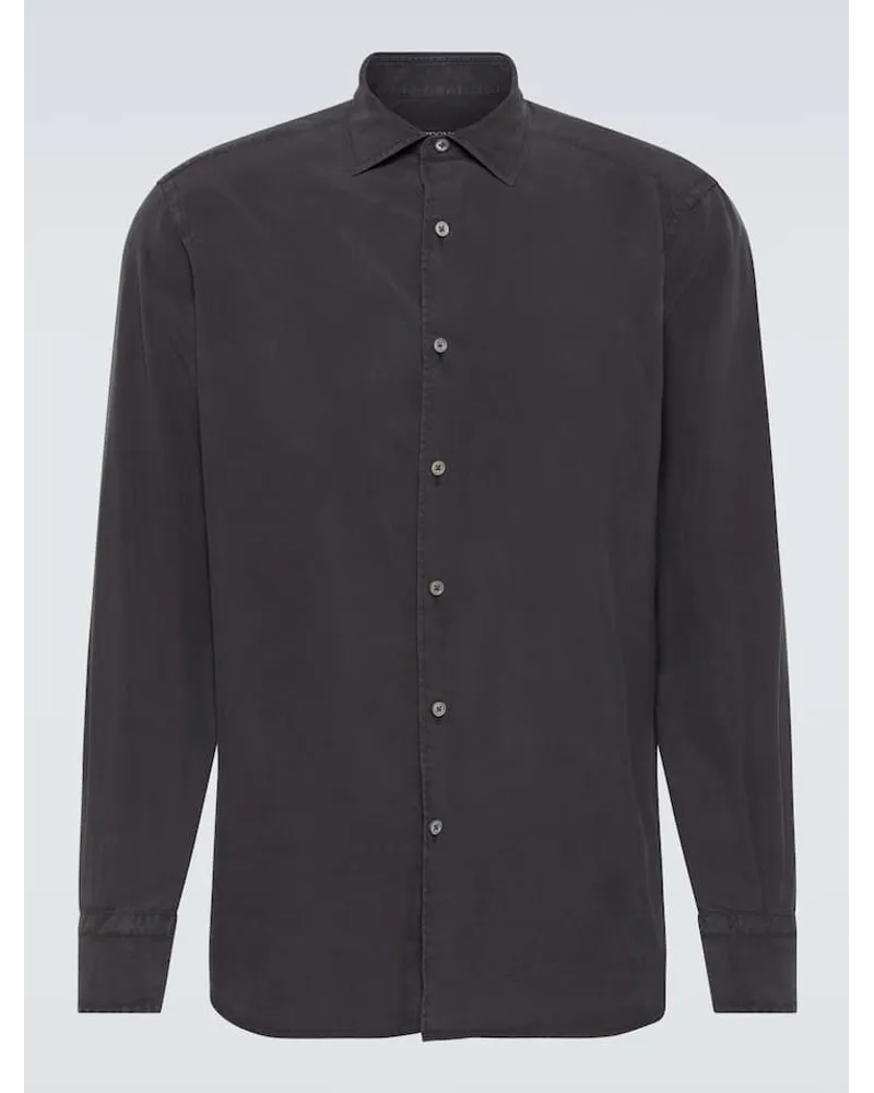 Ermenegildo Zegna Camicia Oxford in seta Blu