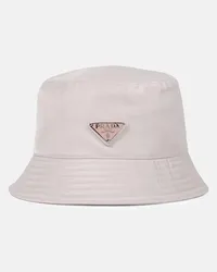 Prada Cappello da pescatore in nylon con logo Rosa