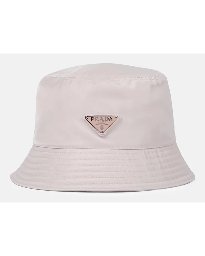 Prada Cappello da pescatore in nylon con logo Rosa