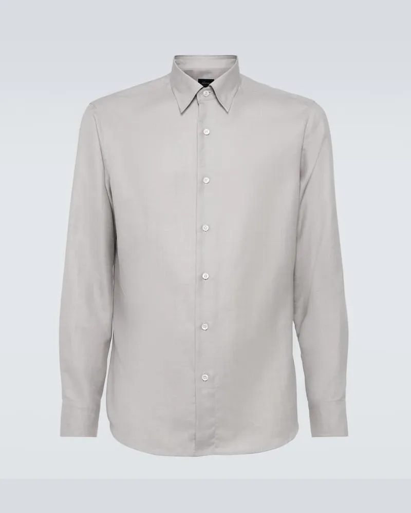 Brioni Camicia in seta, cashmere e lino Beige