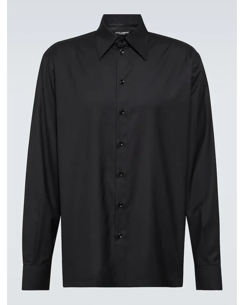 Dolce & Gabbana Camicia in lana e seta Nero