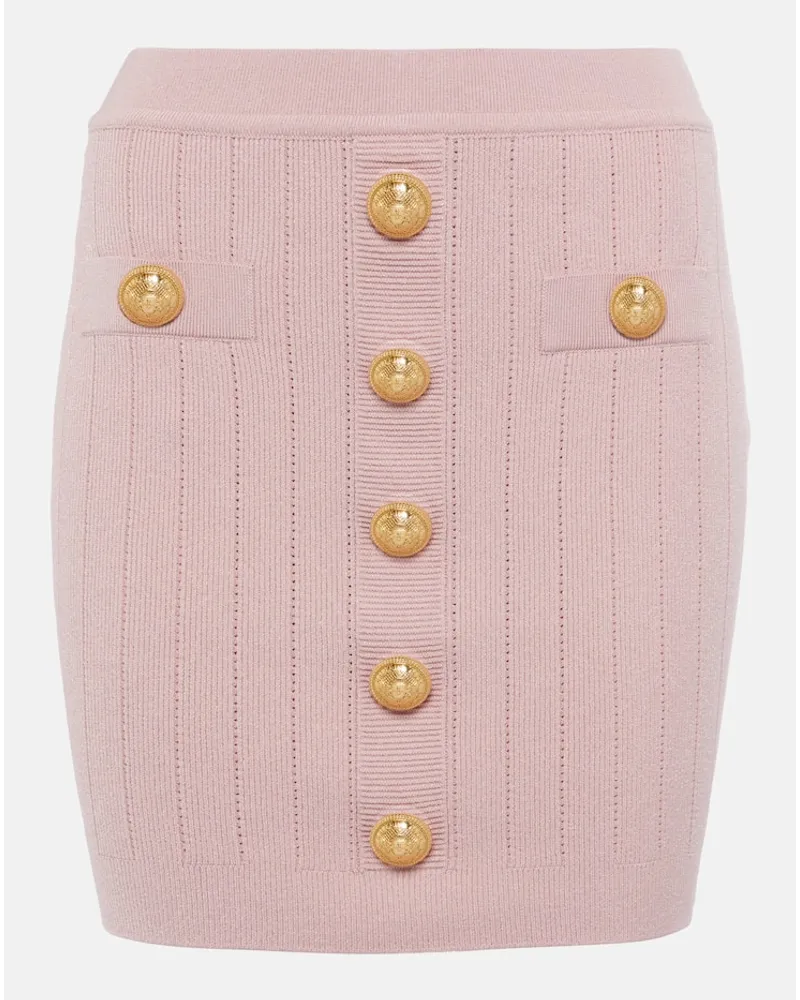 Balmain Minigonna in maglia a vita alta Rosa