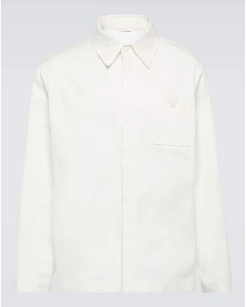 Valentino Garavani Giacca VGold in canvas di cotone Bianco