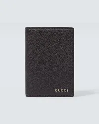 Gucci Porta passaporto in pelle con logo Nero