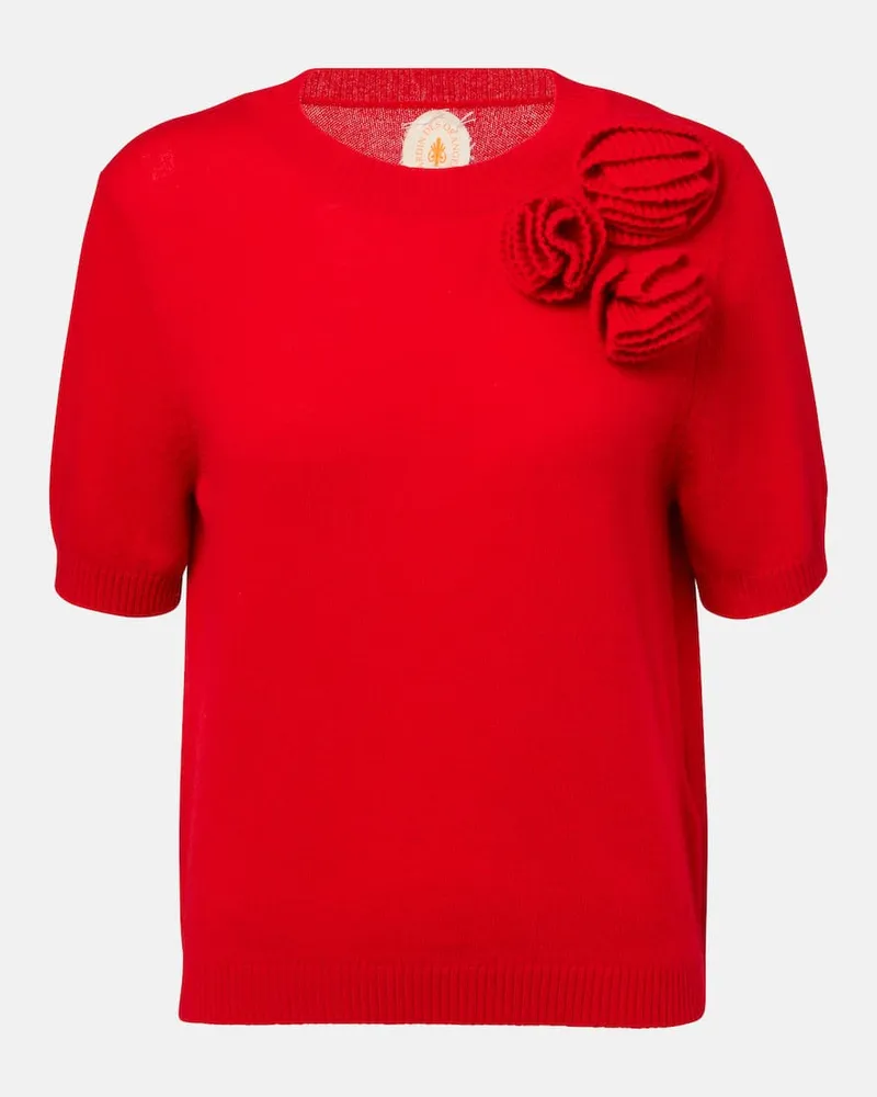 Jardin des Orangers Top in lana e cashmere con applicazioni Rosso