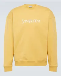 Saint Laurent Felpa in jersey di cotone con logo Giallo