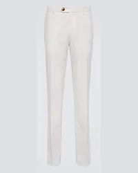 Brunello Cucinelli Pantaloni slim in gabardine di cotone Bianco