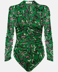 Diane von Furstenberg Body Giorgi in mesh con stampa Verde