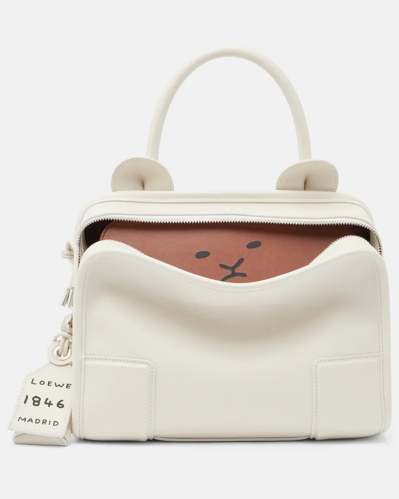 Loewe Borsa Amazona 180 Lion Intarsio Small Bianco