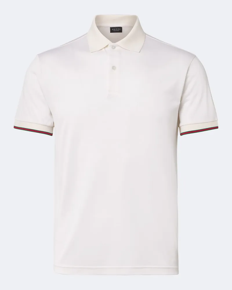 Gucci Polo Web Stripe in jersey di seta Bianco