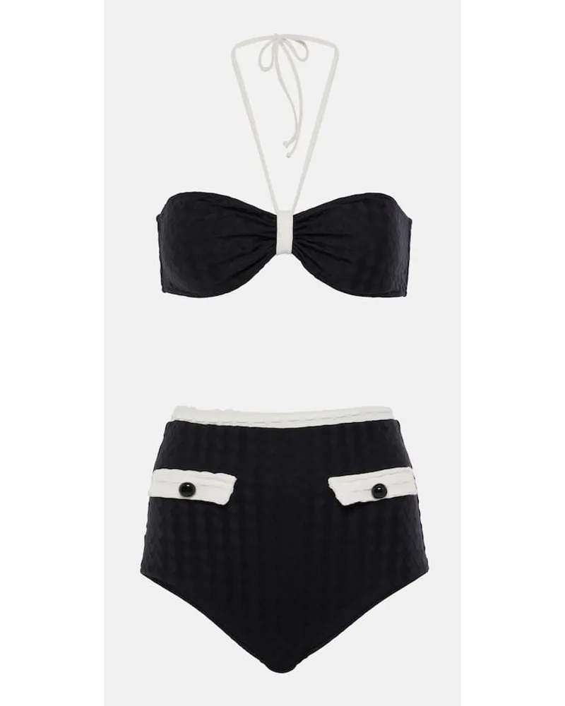 Adriana Degreas Bikini in jacquard a vita alta Nero