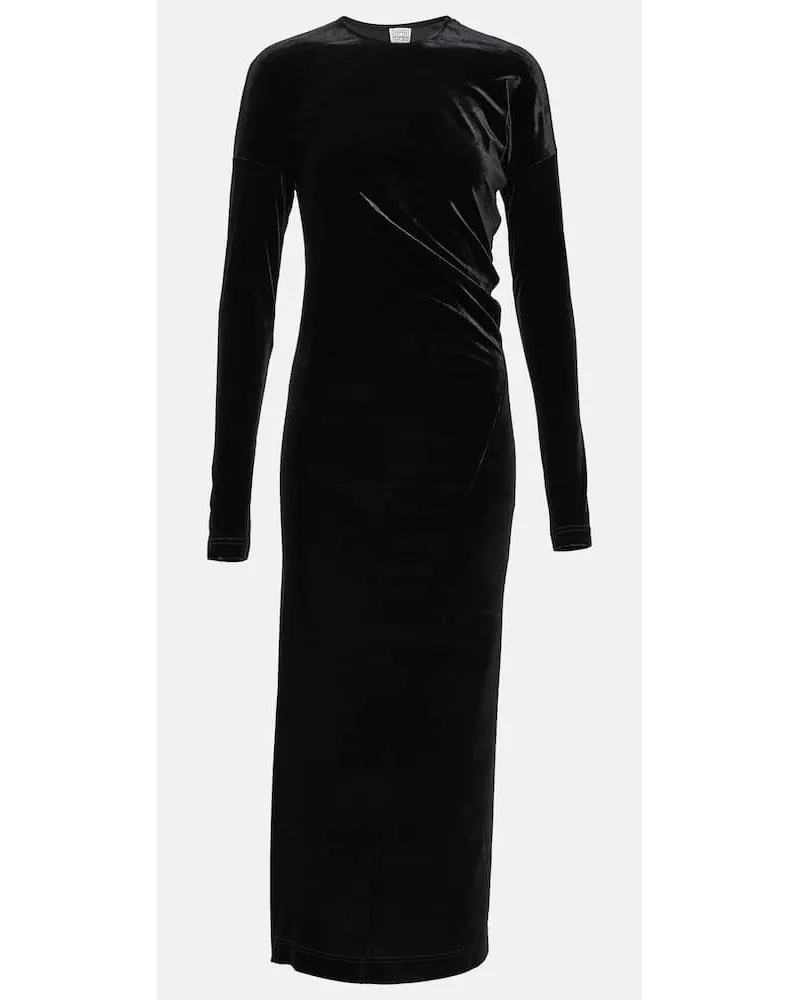 Totême Abito midi in velluto intrecciato Nero